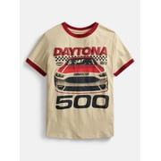 NASCAR Boys Puff Print Ringer T-Shirt with Short Sleeves, Sizes XS 4/5-XXL 18/20