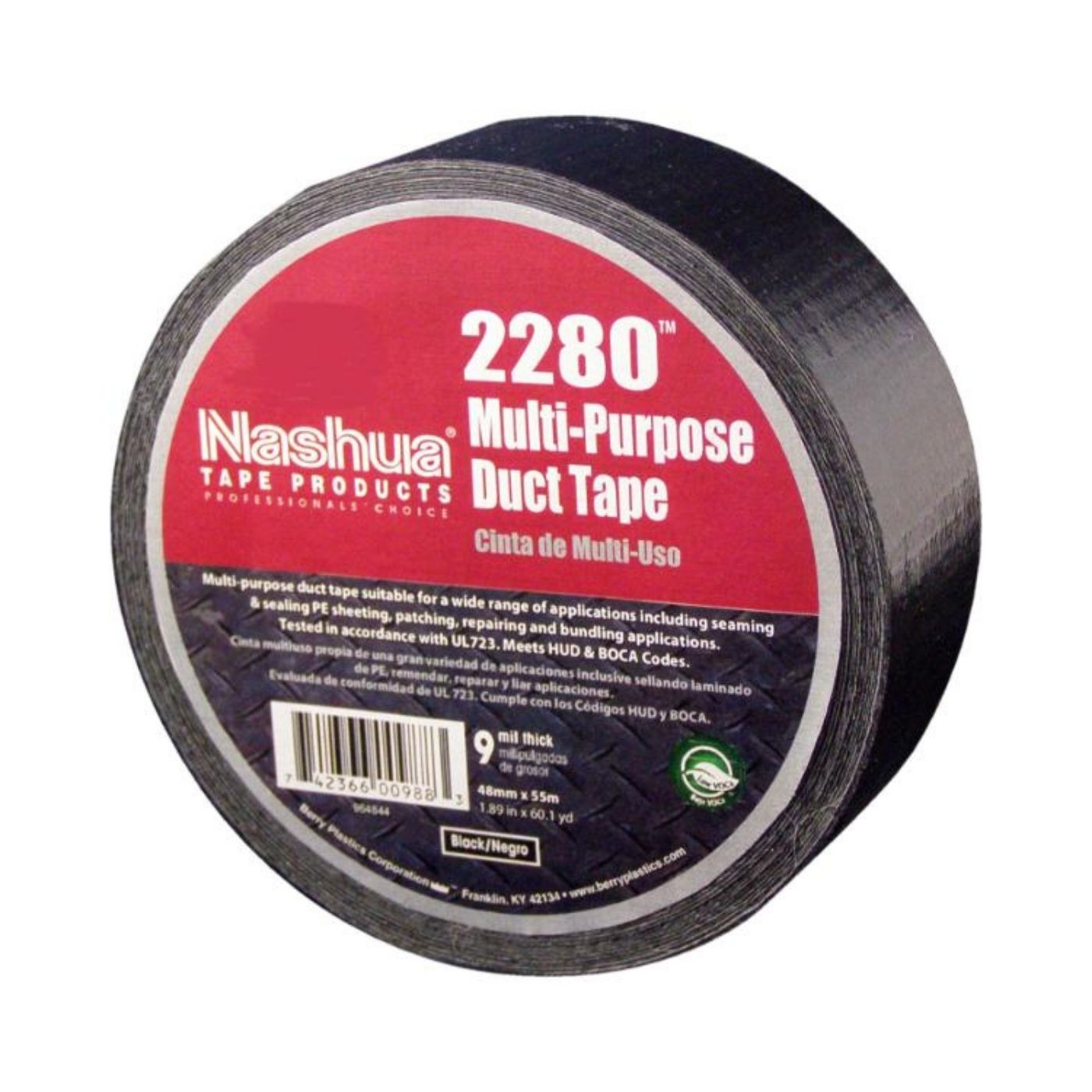 NASHUA 2280 Duct Tape Black 48mm x 55M - 12 Roll Convenience Pack
