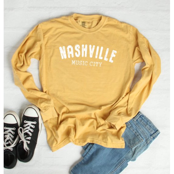 NASHVILLE MUSIC CITY Graphic Long Sleeve T-Shirt