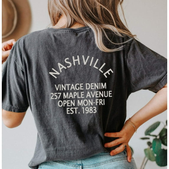 NASHVILLE VINTAGE DENIM Garment Dyed Graphic T-Shirt