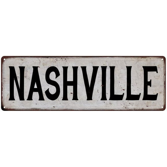 Chico Creek Signs Nashville Vintage Look Rustic Metal Sign, 6 x 18 Inches