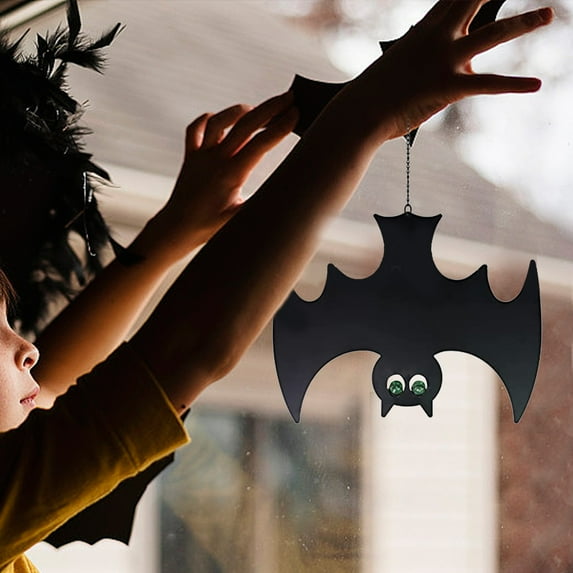 NASIQXB for Chandeliers Hanging from Ceiling Decorations for Bedroom Creative Acrylic Flat Bat Hanging Decoration Patio Outdoor Indoor Bat Hanging With Green Eyes