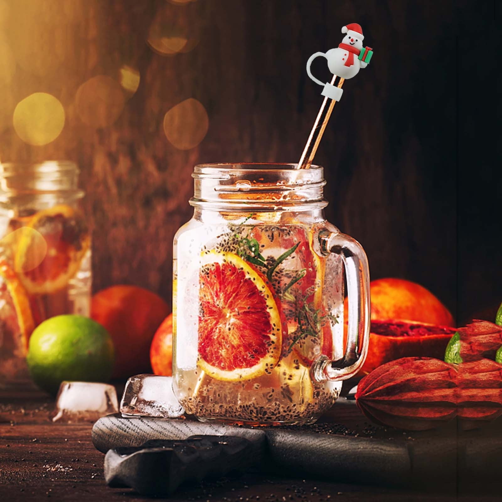 NASIQXB Christmas Straw Cover Caps Christmas Theme Straw Cover Cap For