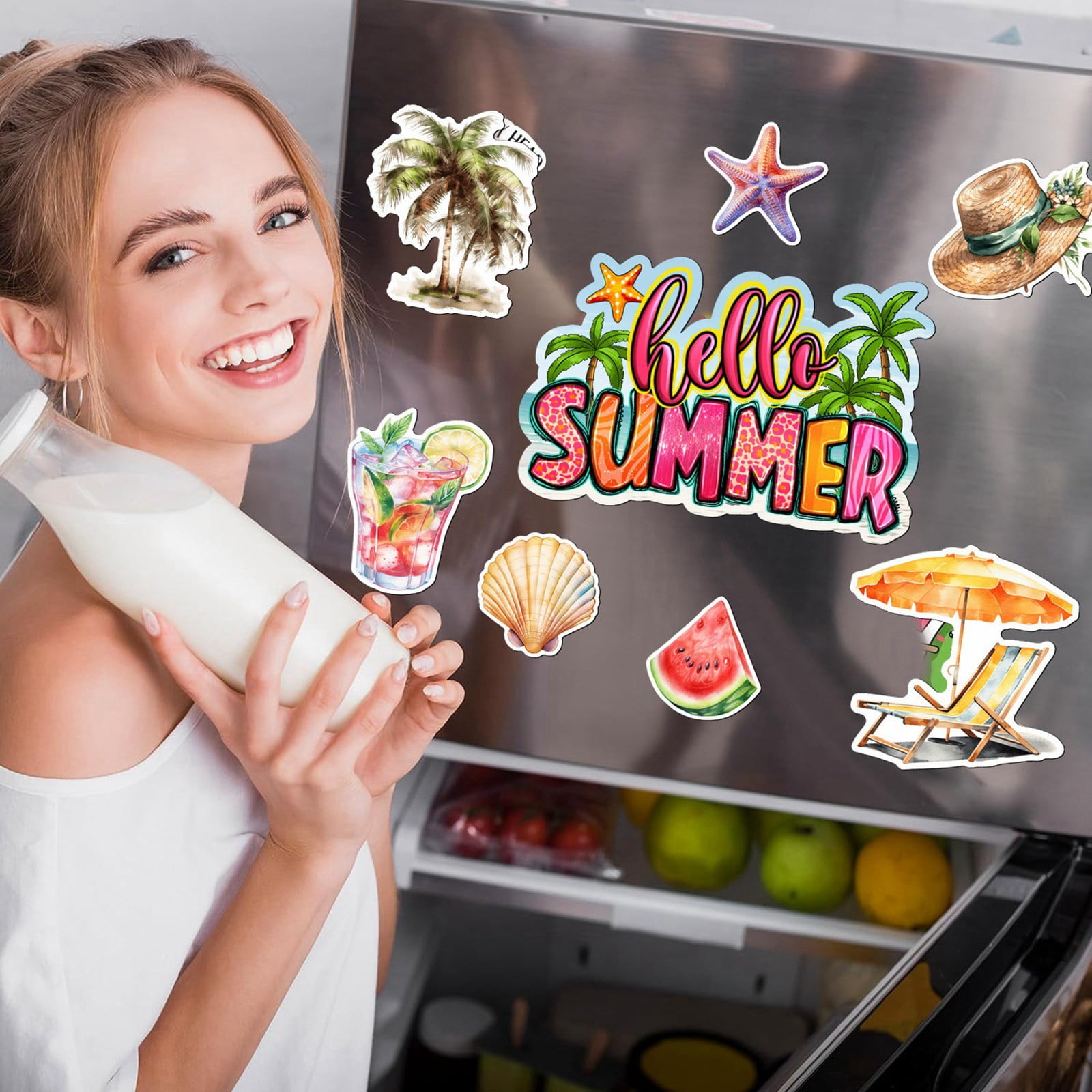 NASIQXB Summer Theme Stickers Refrigerator Beach Holiday Party Theme
