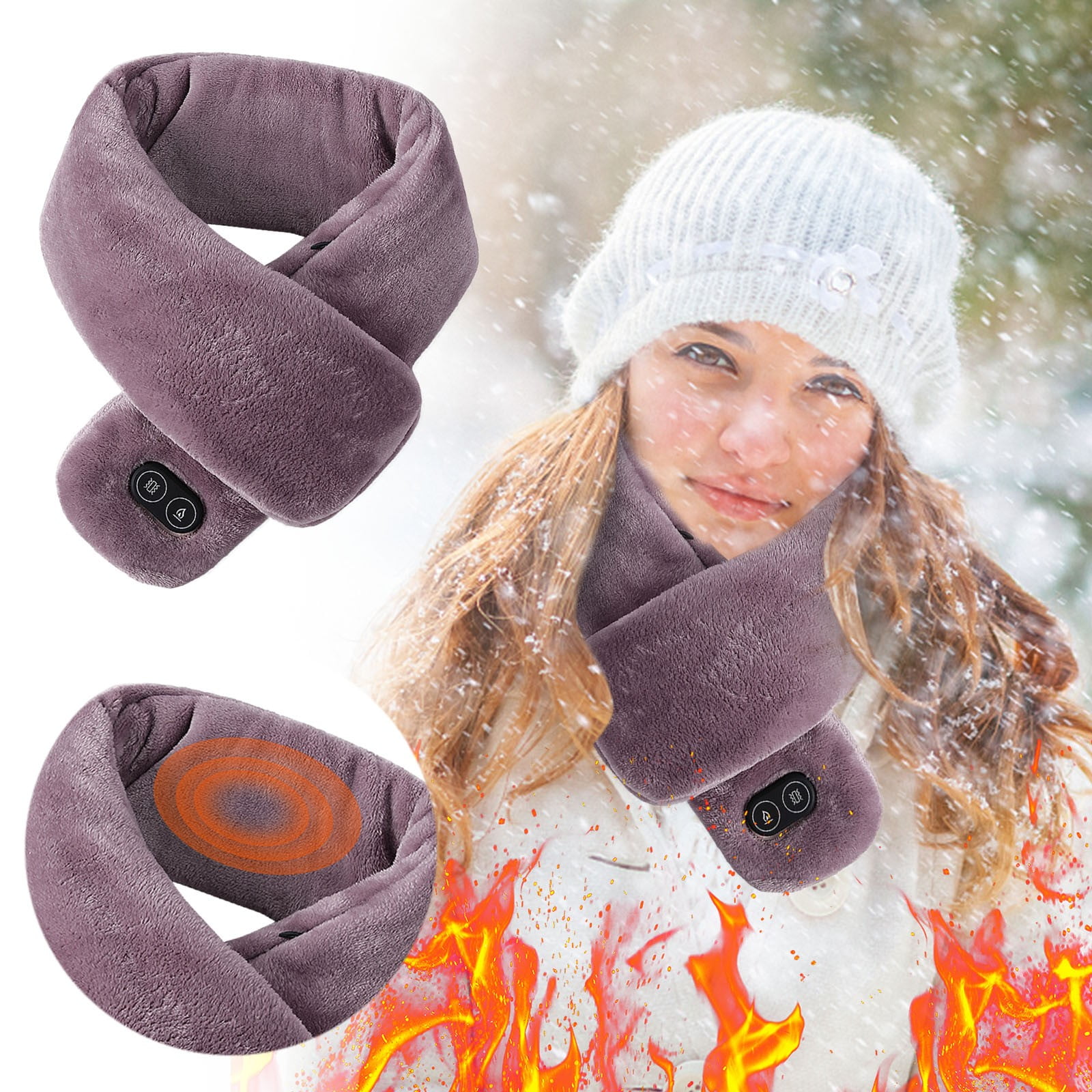 NASIQXB Upgraded Heated Scarf With Massage Function USB Heat Shawl