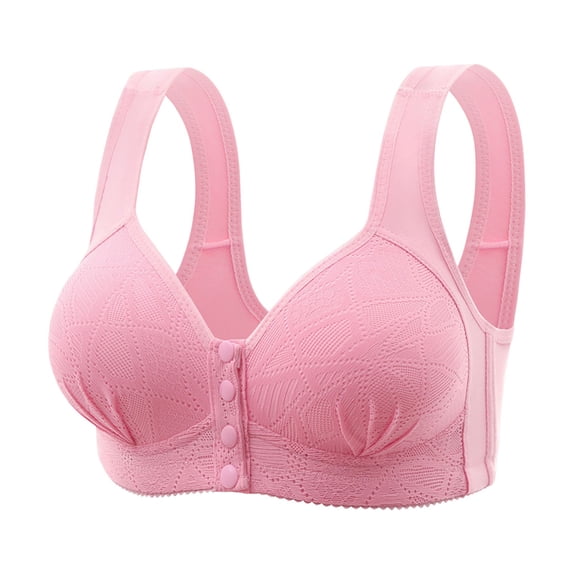 NASIQXB Women's Front Side Buckle Lace Edge Without Steel Ring Movement Seamless Gathering Adjustment Yoga Sleep Large Bra Soft Cotton Plus Size