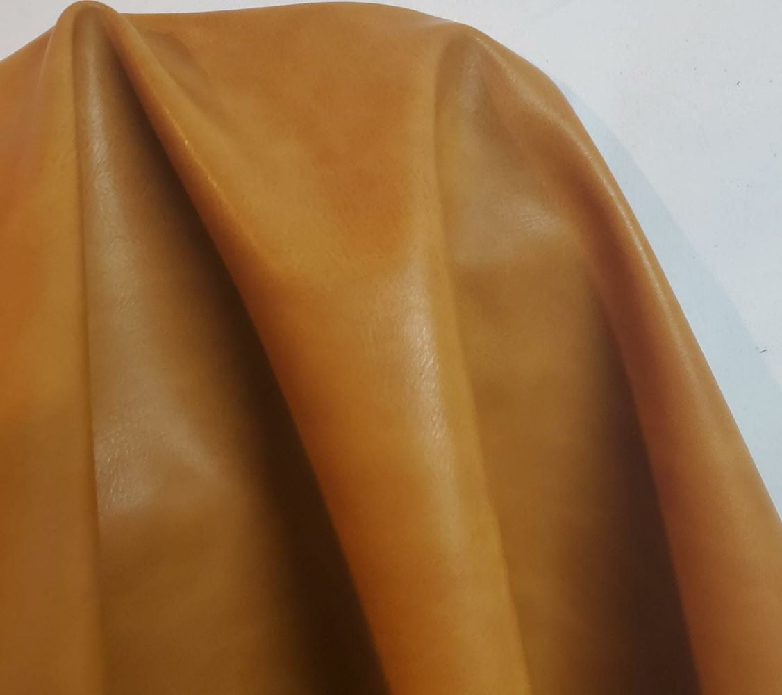 NAT Leathers | Caramel Soft Faux Vegan Leather PU {Peta Approved Vegan} | 1 Yard (36 inch x 54 inch Wide) Cut by Yard | Synthetic Pleather Nappa 0.9 mm Smooth Vinyl Upholstery | 36"x54"