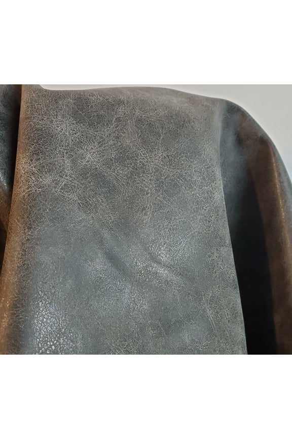 | Gray Distressed 2 Tone Oily Faux Vegan Leather PU {Peta Approved Vegan} | 1 Yard 36 inch x 52 inch Cut by Yard Pleather 0.9 mm Vinyl Upholstery | Gray Crazy Horse Distress 36"X52"