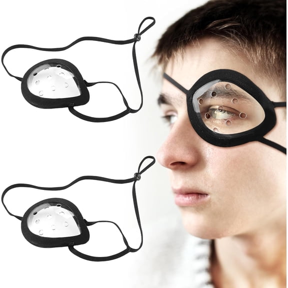 NATAKU 2 Pack Eye Shield 9-Hole Eye Shield with Adjustable Strap Eye Shield After Cataract Surgery Transparent Ventilated Eye Protections for Eye Surgery Covering Eye Protection