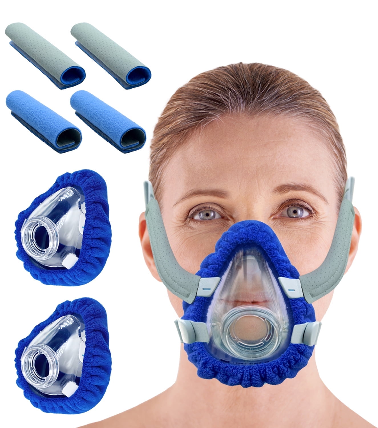 NATAKU 4 Pack Ultra-Soft Fleece CPAP Strap Covers for Resmed F20/F30/N20/N30 & DreamWear/Dream Station, 2 Pack CPAP Full Face Mask Liners Breathable Non-Slip Headgear Padding for All-Night Comfort