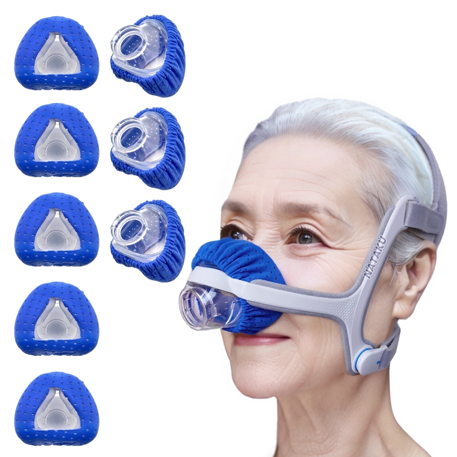 NATAKU 8-Pack CPAP Nasal Mask Liners for ResMed N20, CPAP Mask Covers with Breathable Fabric Cushion - Reduces Pressure Marks & Leaks for Comfort Night Sleep