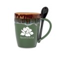 NATCHITOCHES, LA WITH MAGNOLIA FLOWER 18OZ CERAMIC SPOON MUG GREEN