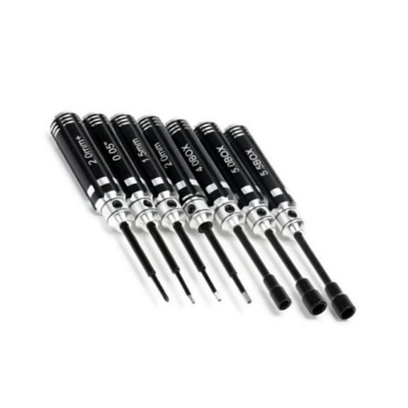 NATEFEMIN 1 18 1 24 RC Crawler Tool Set 7PCS Steel Tip Hex Screw Nut Driver Aluminum Handle for Model Cars Trucks