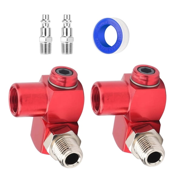 NATEFEMIN 1/4” NPT Aluminum Swivel Air Hose Fittings 360 Degree Connectors For Air Tools Ratchet Impact Rivet Guns Red