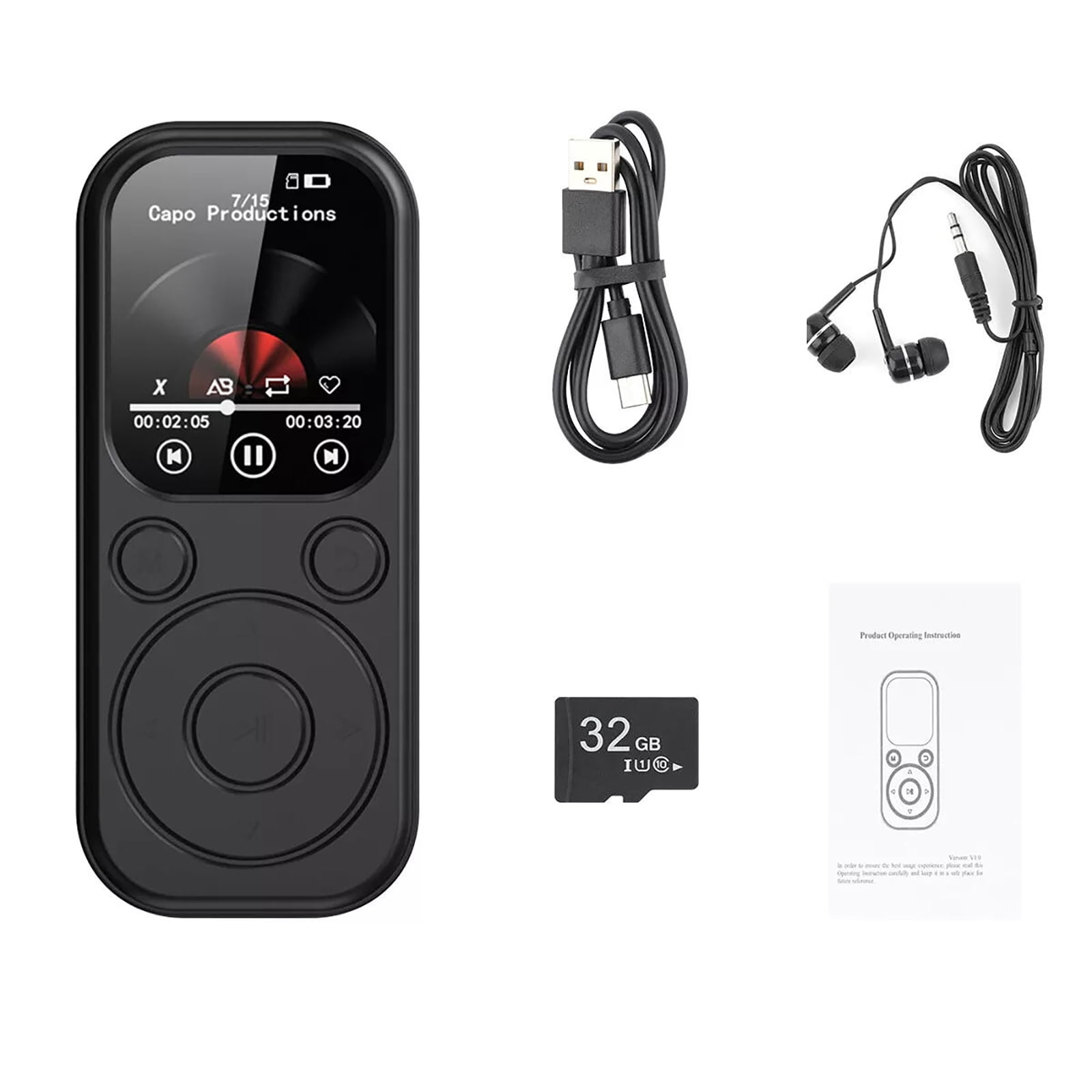 NATEFEMIN 1.8” Color Screen MP3 Player with 32GB TF Card Bluetooth 5.4 ...