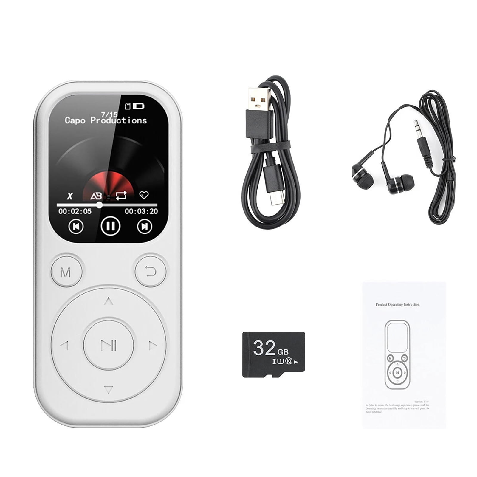 NATEFEMIN 1.8” Color Screen MP3 Player with 32GB TF Card Bluetooth 5.4 ...