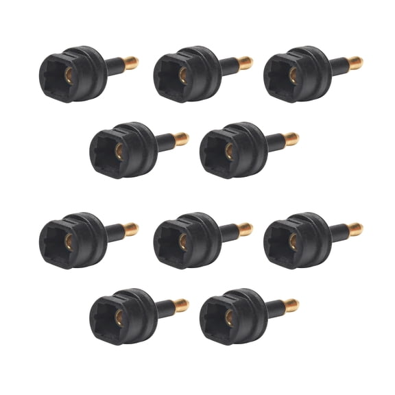NATEFEMIN 10 PCS 3.5mm Mini Male to TOSLINK Female Audio Adapter Fiber Optic Conversion Durable Copper Wire Gold Plated Black Color