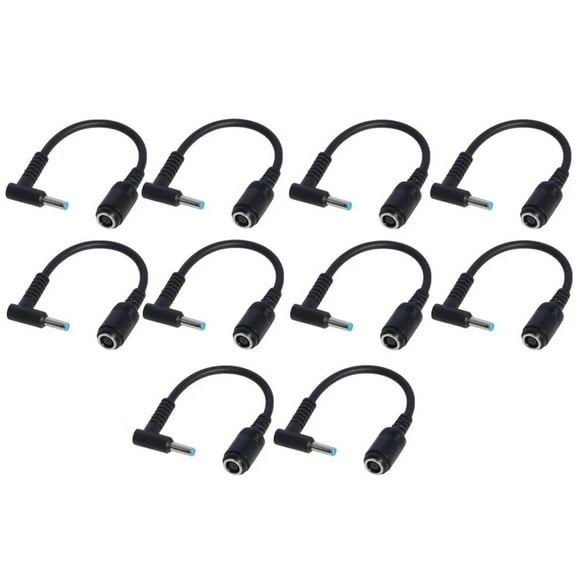 NATEFEMIN 10 Pieces 17cm Black Adapter Pigtail 7.4x5.0mm Round to 4.5x3.0mm Plug for HP Laptops and Future 4.5mm DC Input