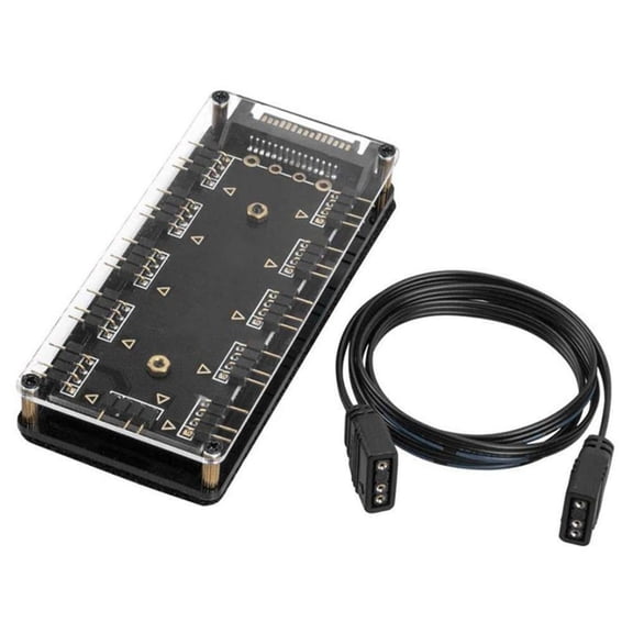 NATEFEMIN 10 Ports RGB Fan Hub for Asus MSI Gigabyte ASRock 5V/3Pin Addressable D-RGB SATA Power 52cm Line Length