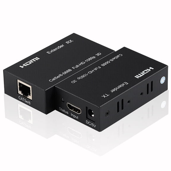 NATEFEMIN 1080P HD to RJ45 Extender 60 Meter Range CAT5e/6 Network LAN Extensor for Apple TV PS4 Laptop HDTV