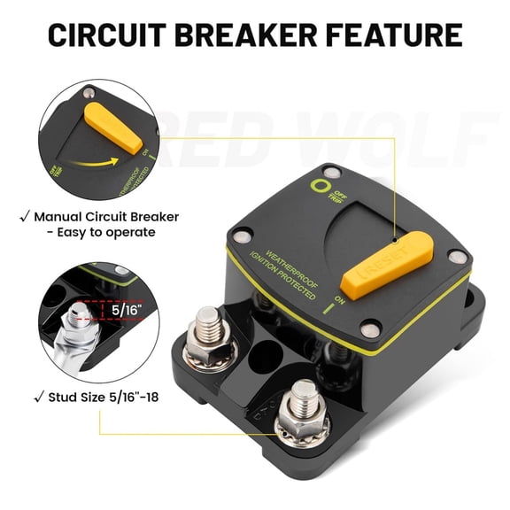NATEFEMIN 12-48V 300A Circuit Breaker Over Current Surge Protection Compact Design For Vehicle Boat RV Solar Installation