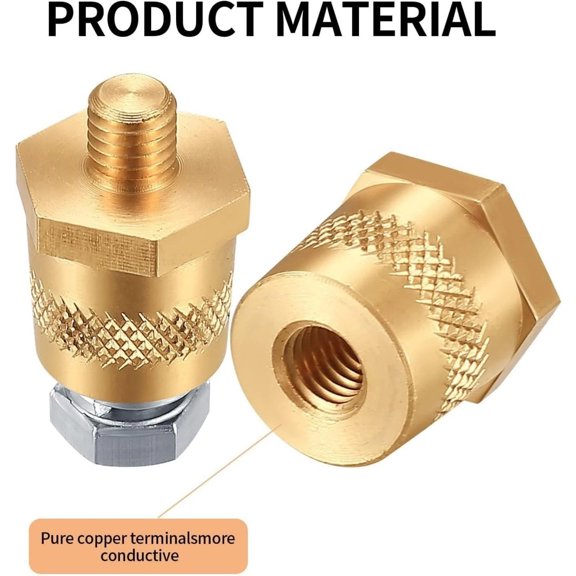 NATEFEMIN 17-19mm 15-17mm Battery Terminal Extender Brass Material Stable Performance For Automotive Marine Battery Use