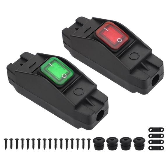 NATEFEMIN 2 Pack Waterproof Cord Switch for Outdoor Use 12V-220V PA66 Flame-Retardant Wear Resistance Red Green LED Lights