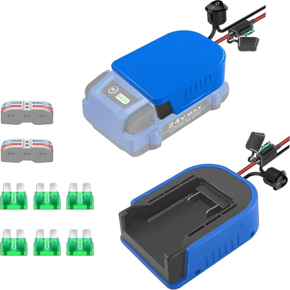 NATEFEMIN 24V Battery Adapter for Power Wheels Car with 30A Fuse Protection & On Off Switch 14AWG Wire for Safe DIY Use for Kobalt
