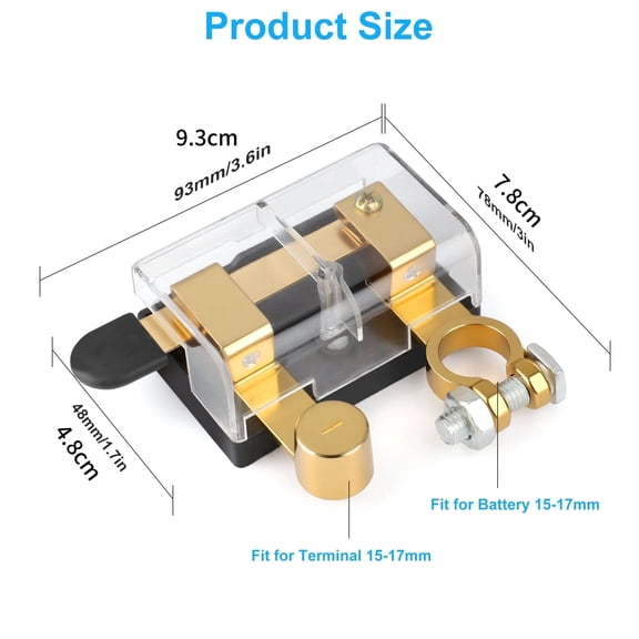 NATEFEMIN 250A Battery Power Disconnect Switch 12V 24V Corrosion Resistance For Marine RV Car Truck Electrical System