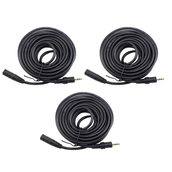 NATEFEMIN 3 Meter 3.5mm Male to Female Stereo Audio Extension Cable 3 Pack for Headphones Laptop PC MP3 MP4 Nickel Plated Black Cords