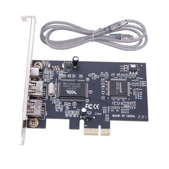 NATEFEMIN 3-Port Firewire 1394A PCIE Card Low Profile Bracket 400Mbps For HD Video Camera External Device Expansion
