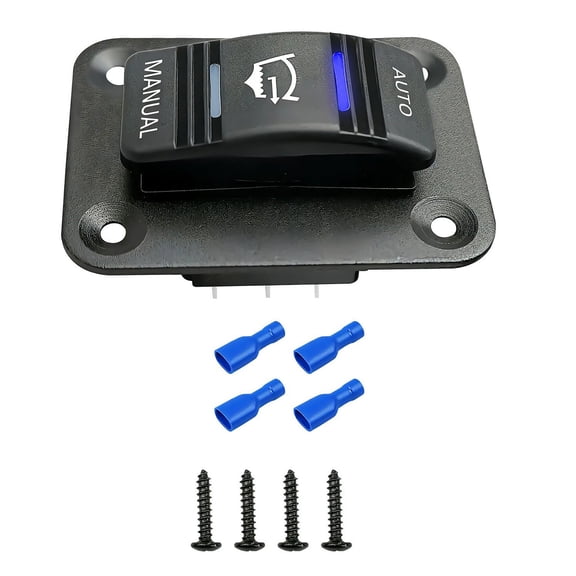 NATEFEMIN 3 Way Rocker Bilge Pump Switch Panel 4-Pin SPDT Auto/Off/Manual Control Switches with Blue LED 20A for RV Truck Vehicles