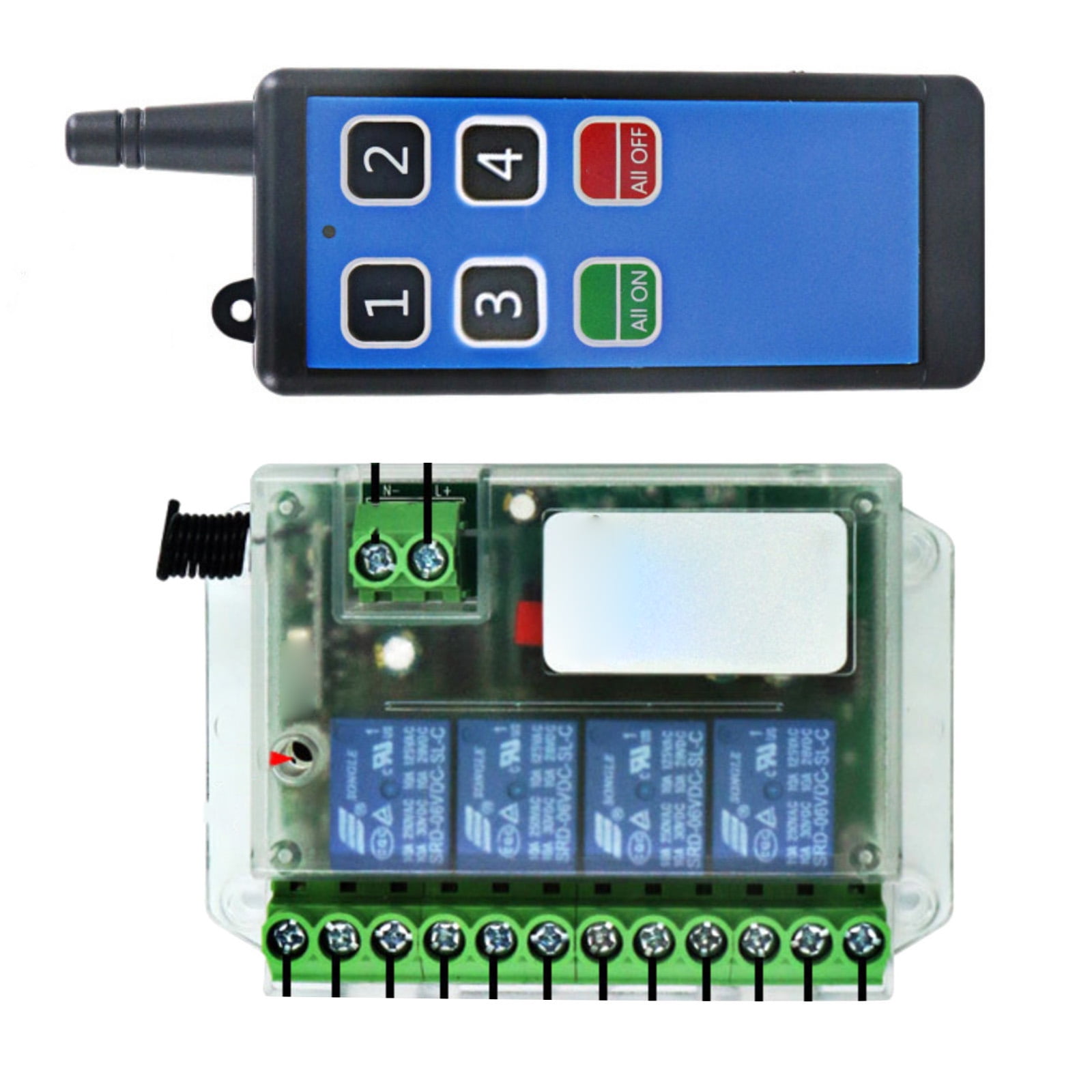 NATEFEMIN 4 Channels Wireless Relay Remote Control Switch AC110-275V ...
