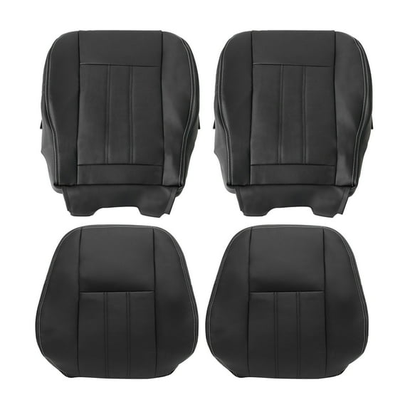 NATEFEMIN 4x Black Leather Seat Cover for Chrysler Town & Country 2011-2016 Driver & Passenger Bottom & Top