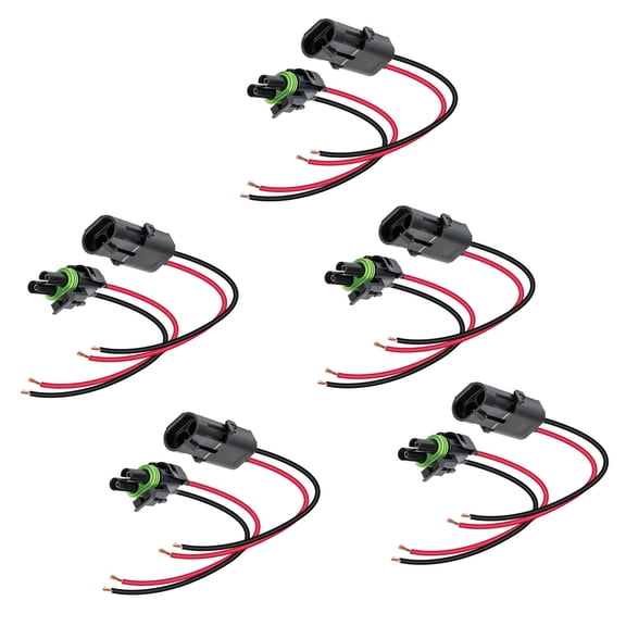 NATEFEMIN 5 Set Weather Pack Connectors 2 Socket 16-14 Gauge Wire Range Waterproof Marine Auto Industrial Reliable