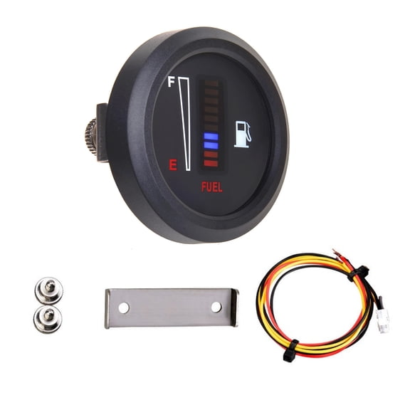 NATEFEMIN 52mm LED Fuel Level Gauge 12V 24V with Blue Red Lights for Car Motorcycle Fuel Indicator Time Delay Function Sunlight Display