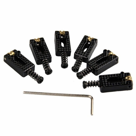 NATEFEMIN 6x Black Metal Saddles for Strat Guitars Durable and Corrosion-Resistant, Ensures Long-Lasting Performance and Reliability