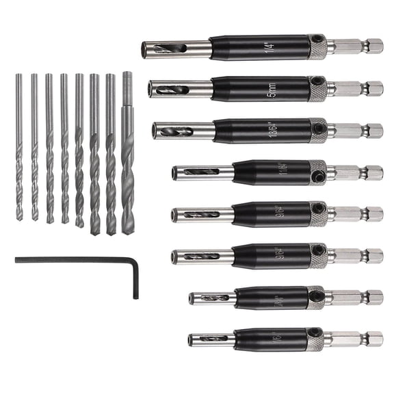 NATEFEMIN 8PCS Door Window Cabinet Self Centering Hinge Tapper Core Hole Openning Puncher Bits, 1/4-Inch Hex Shank