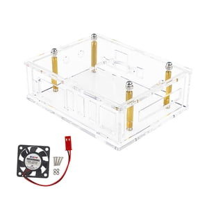 NATEFEMIN Acrylic Ventilated Case for Orange Pi 5 Plus Clear Open Design with Fan Easy Access to All Ports Protect
