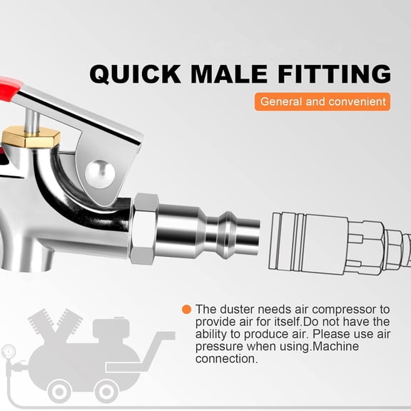 NATEFEMIN Air Blow Nozzle Gun 1/4 NPT Quick Connect Complete Kit For Home Garage Woodworking Metal Processing Dust Elimination