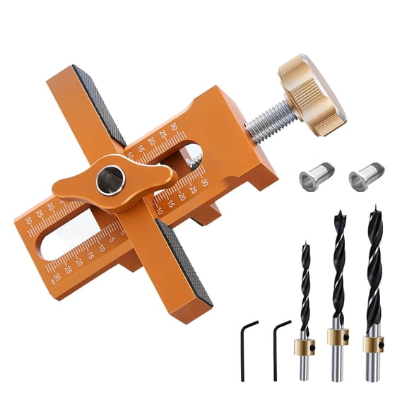 NATEFEMIN Aluminum Cabinet Door Installation Aid Adjustable Hinge Mounting Tool 0-30 Unit Scale 10-40mm Thickness Durable Easy Use