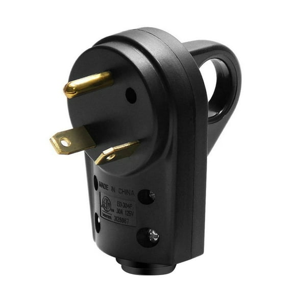 NATEFEMIN Black Heavy Duty Nylon RV Male Plug 30 Amp 125 Volt for Camper Trailer Caravan Extension Cords