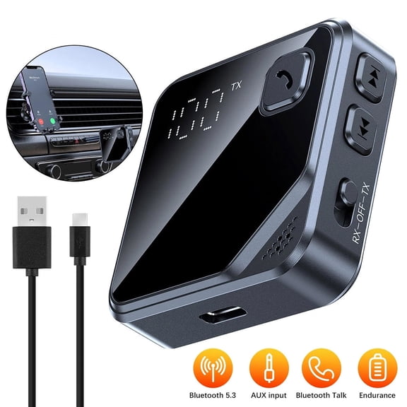 NATEFEMIN Bluetooth 5.4 Audio Adapter 300mAh Battery SBC Decoding 10M Range For Wireless Music Streaming Car TV Outdoor Speakers
