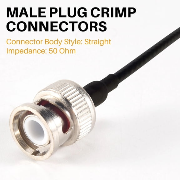NATEFEMIN Bnc Coaxial Cable Connector Crimp Sleeves Design 50ohm For Rg58 Series Cable Signal Transmission