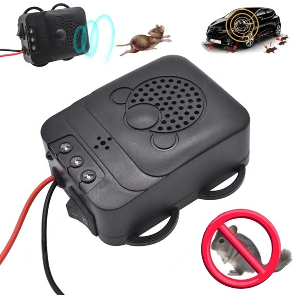 NATEFEMIN Car Ultrasonic Pest Repeller, DC12V 40mA Operation, For Mice Rats Squirrel Mole Repelling In Engine Bay