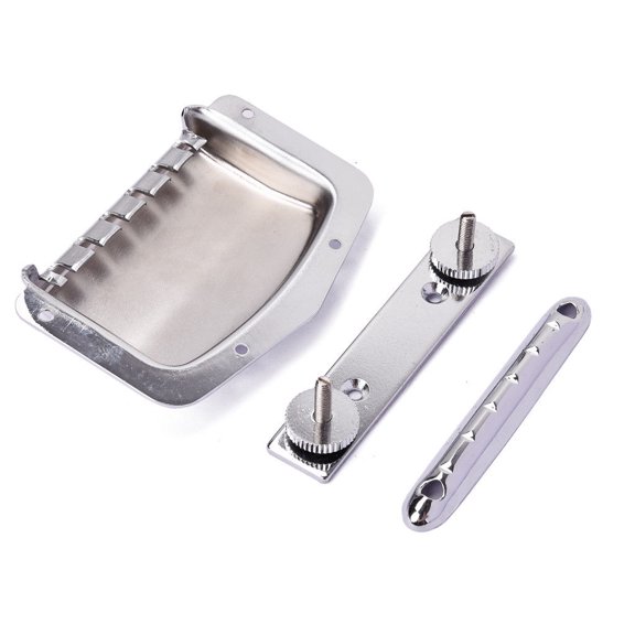 NATEFEMIN Chrome Guitar Bridge & Tailpiece Combination for Electric Guitars Iron Alloy Crafted for Beginner Guitarists