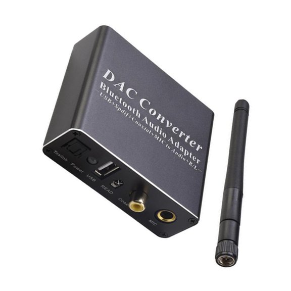 NATEFEMIN Compact Audio Adapter DAC Decoder Bluetooth Receiver with USB and Microphone Ports for KTV and Home Use