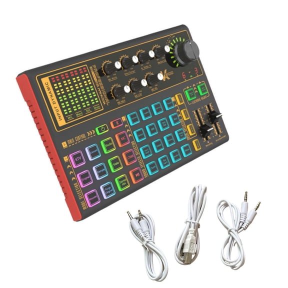 NATEFEMIN Comprehensive K300 Sound Card for Twitch, TikTok, & YouTube Streaming Bluetooth, Dual Audio Cables