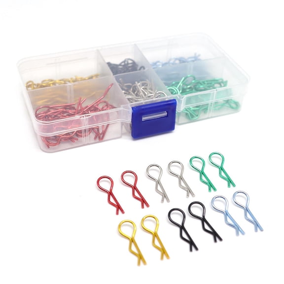 NATEFEMIN Comprehensive R Clip Set for RC Car Models Includes 6 Colors & a Storage Case for Hobbyists
