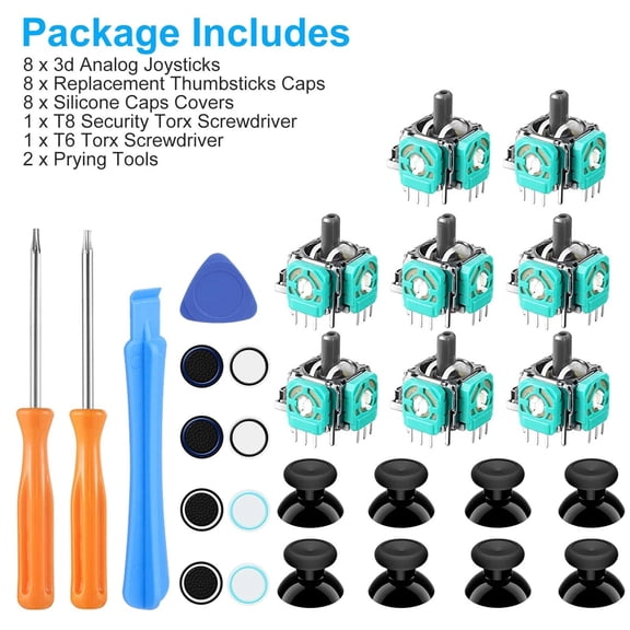 NATEFEMIN Controller Analog Stick Repair Kit For Xbox One Switch Pro Fix Dead Zones Stuttering Thumbstick Caps Silicone Covers
